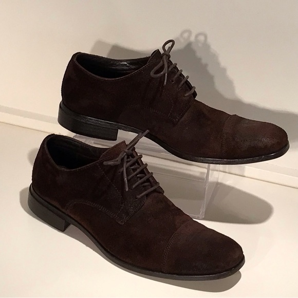 HUGO Boss Dark Brown Oiled Suede Cap Toe Dress Shoes (EU 41.5/US 9) - Picture 1 of 9